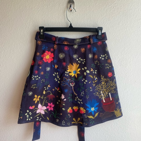 The Kit Navy Blue Whimsy Woodsie Cottagecore High Waisted Tie Cargo Skirt Size S - Picture 8 of 13